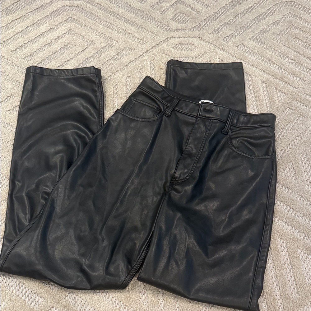 Abercrombie & fitch leather straight leg ultra high rise pant